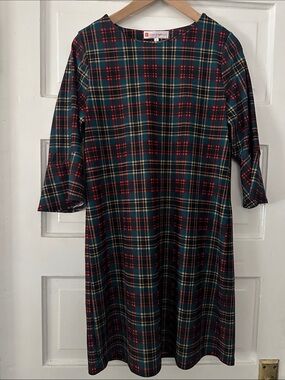 Jude Connally Plaid Shift Dress in Green, Red & Cream